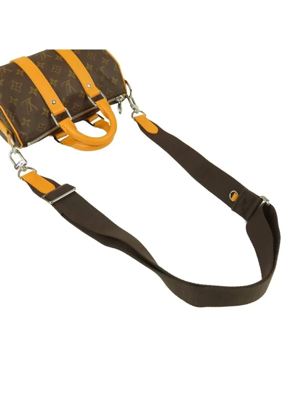 Louis Vuitton Keepall Bandouliere 25 Brown Saffron Yellow Monogram Macassar
